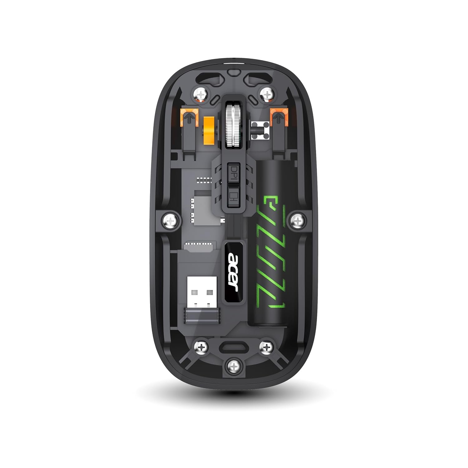 Acer Clearview Wireless Mouse, Dual Mode Bluetooth 5.2 & 2.4GHz, Rechargeable 500mAh Battery, RGB Lighting, 3200 DPI Adjustable, Silent Portable Mouse for Laptop, PC, Mac & Tablet, Black
