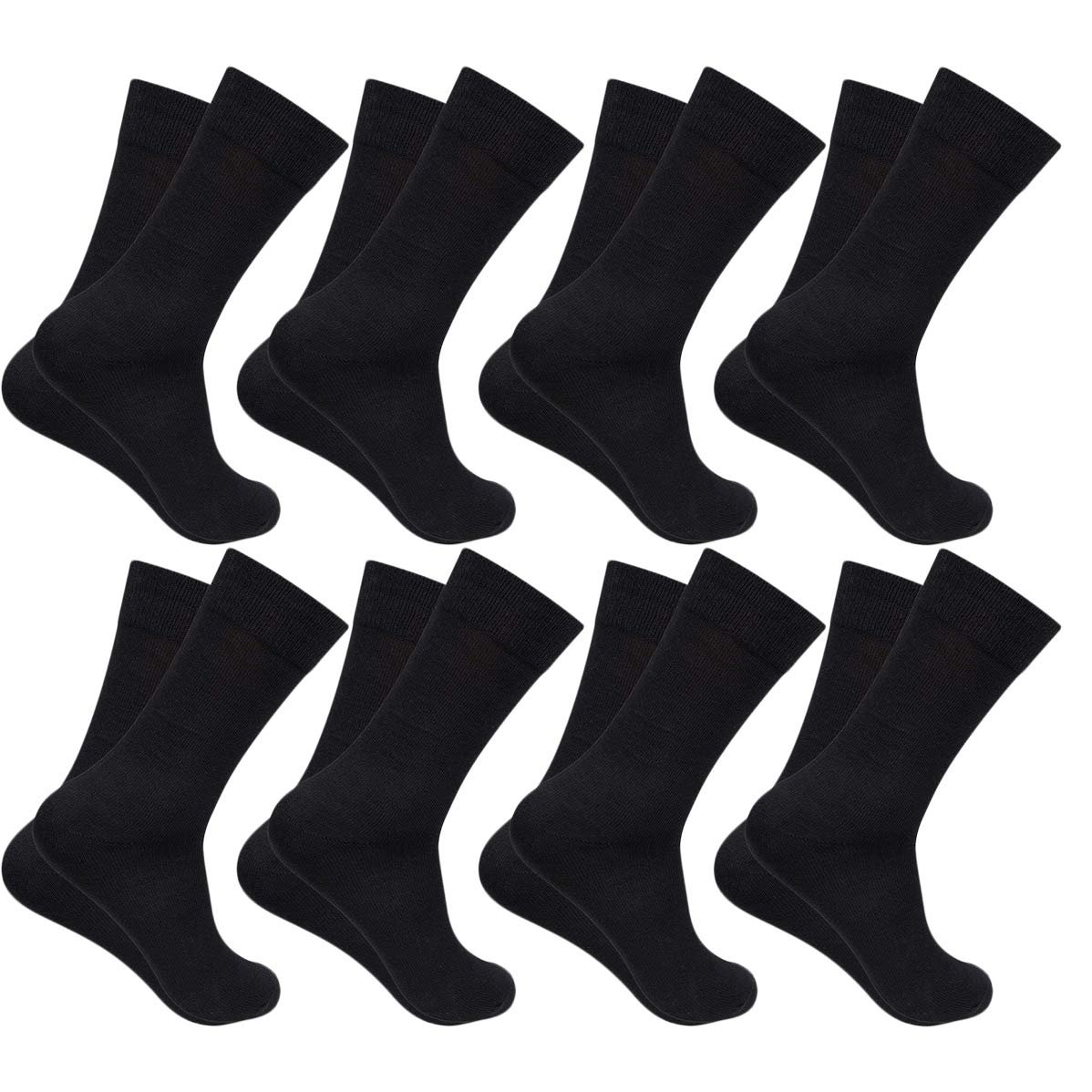 Cozyway Men Cotton Crew Socks Soft Breathable Stretch Free Size Everyday Wear Office Gym Travel With Reinforced Heel Toe Odor Control Comfortable Fit Pack of 8