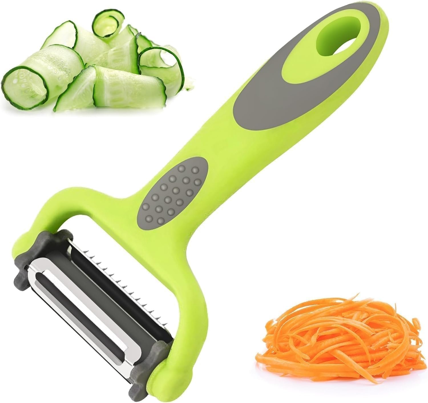 3 in 1 Rotary Multi-Functional Peeler, Suitable for Vegetable and Fruit, with Serrated Blade + Straight Julian Stainless Steel, Anti-Slip Handle Design, Slicer J3IP-10