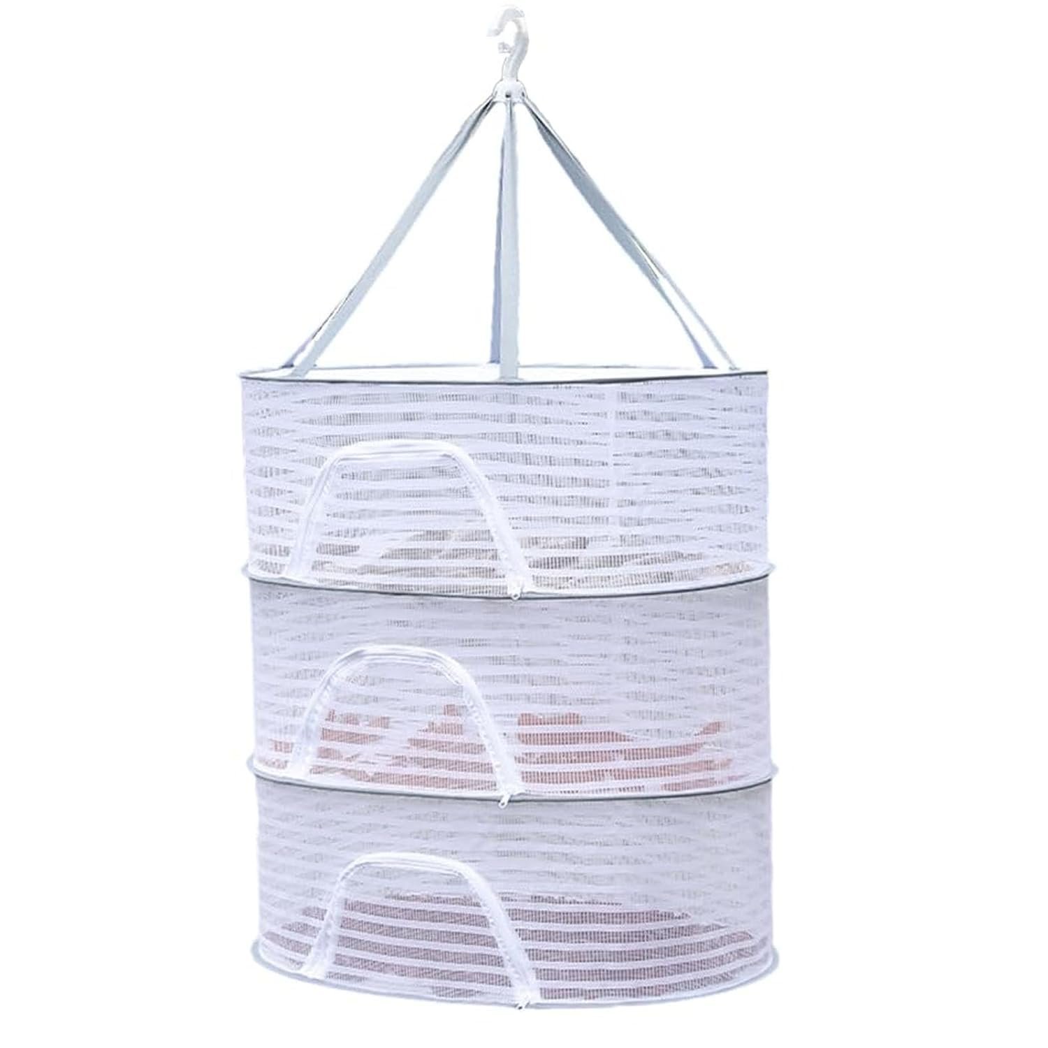 Sun Drying Net – 3‑Layer Foldable Food Drying Rack, 50×70 cm Multilayer Hanging Mesh for Vegetables, Pulses, Herbs & Fruit – Indoor Hydroponics, Camping & Sun‑Drying
