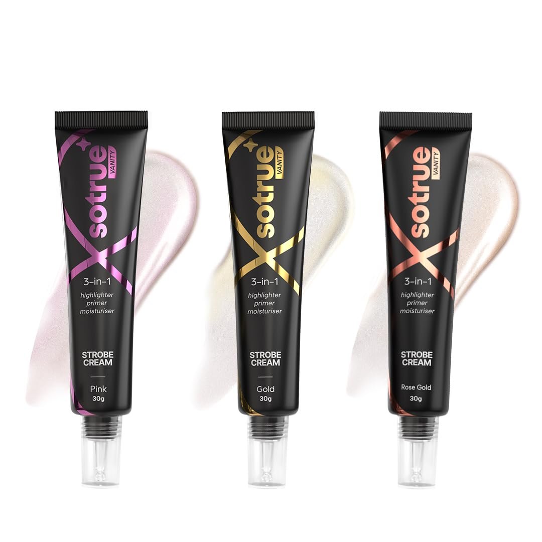 Sotrue Strobe Cream, Pack of 3, Rose Gold, Pink and Gold, 30g Each, Illuminating Makeup Primer and Highlighter