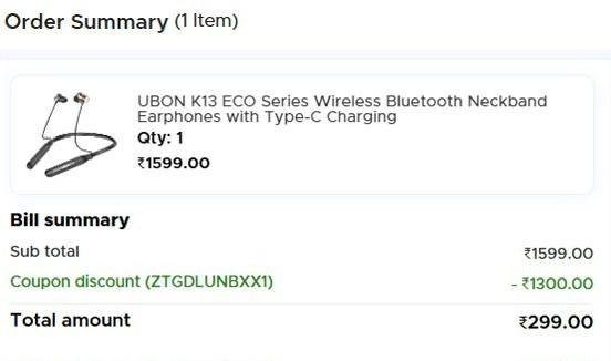 UBON K13 ECO Series Wireless Bluetooth Neckband Earphones with Type-C