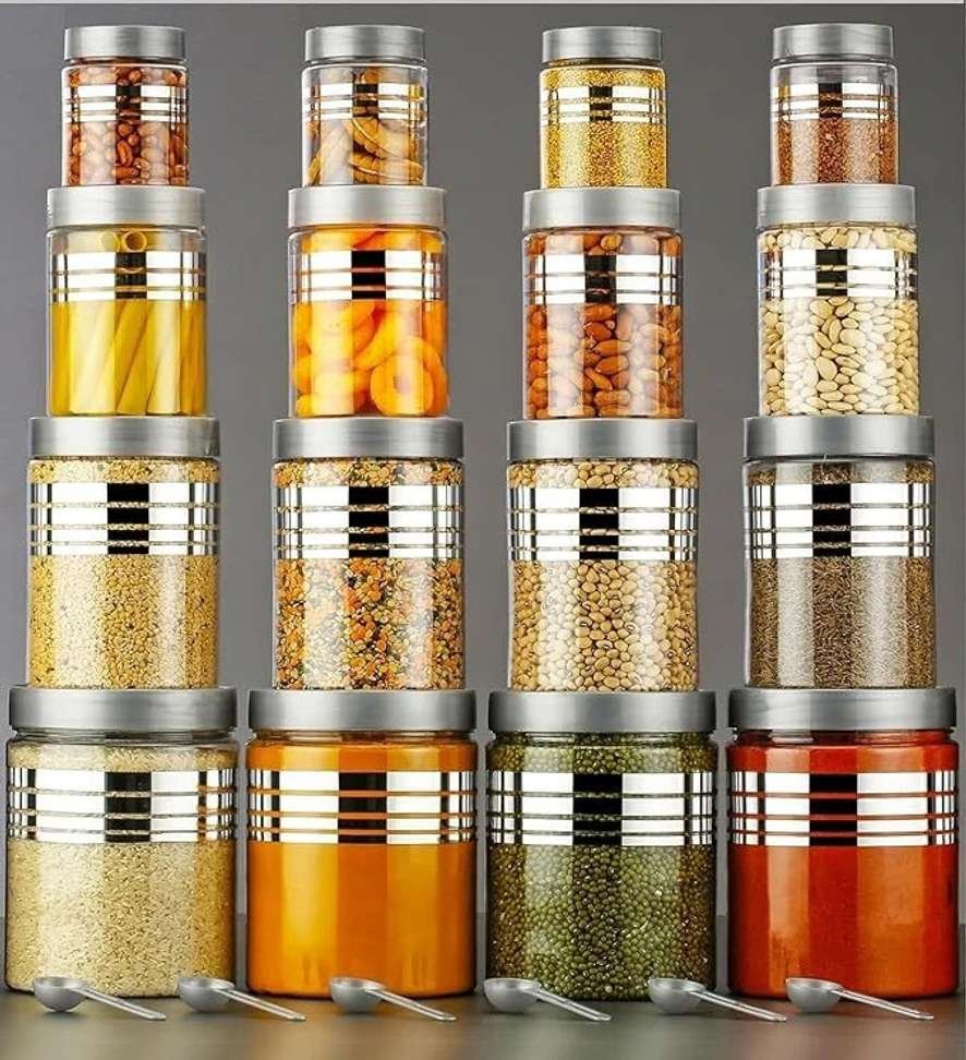 flagcart pack 16 plastic grocery container 1200 ml silver