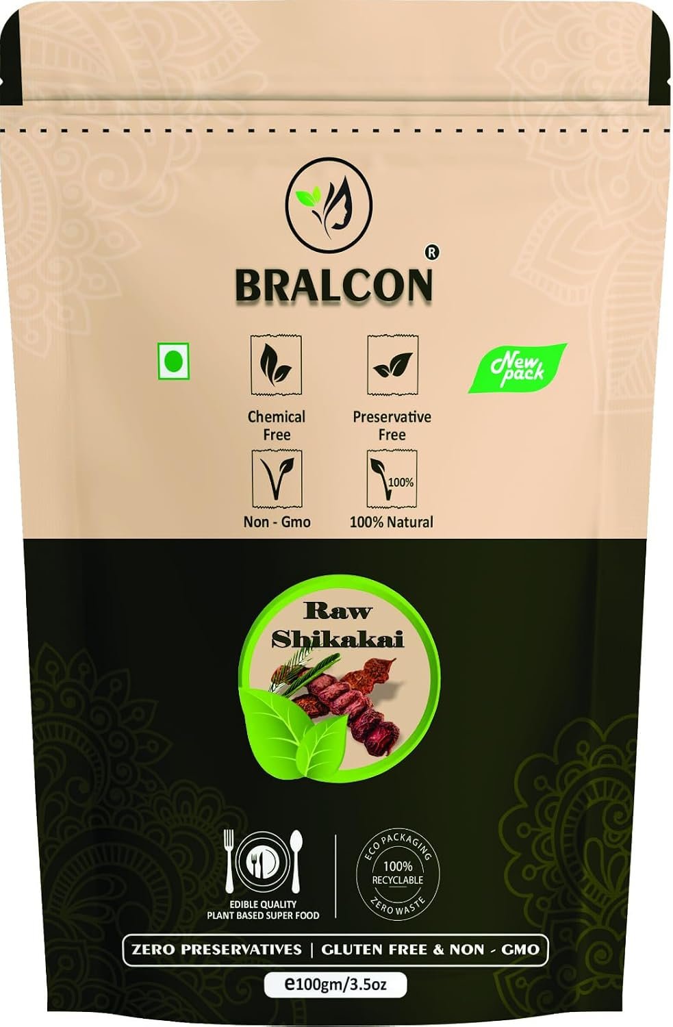 BRALCON Raw Shikakai (100g) | Whole Dried Acacia Concinna | 100% Pure & Natural Sabut Fruit for Hair Wash | Traditional Cleansing Pods in Pure Form