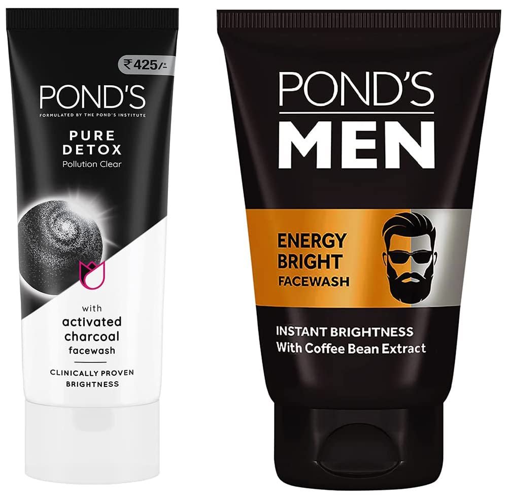 POND'S Pure Detox Face Wash 200 g & POND'S Men's Energy Bright Face Wash Coffee Beans Bright Skin, 100g