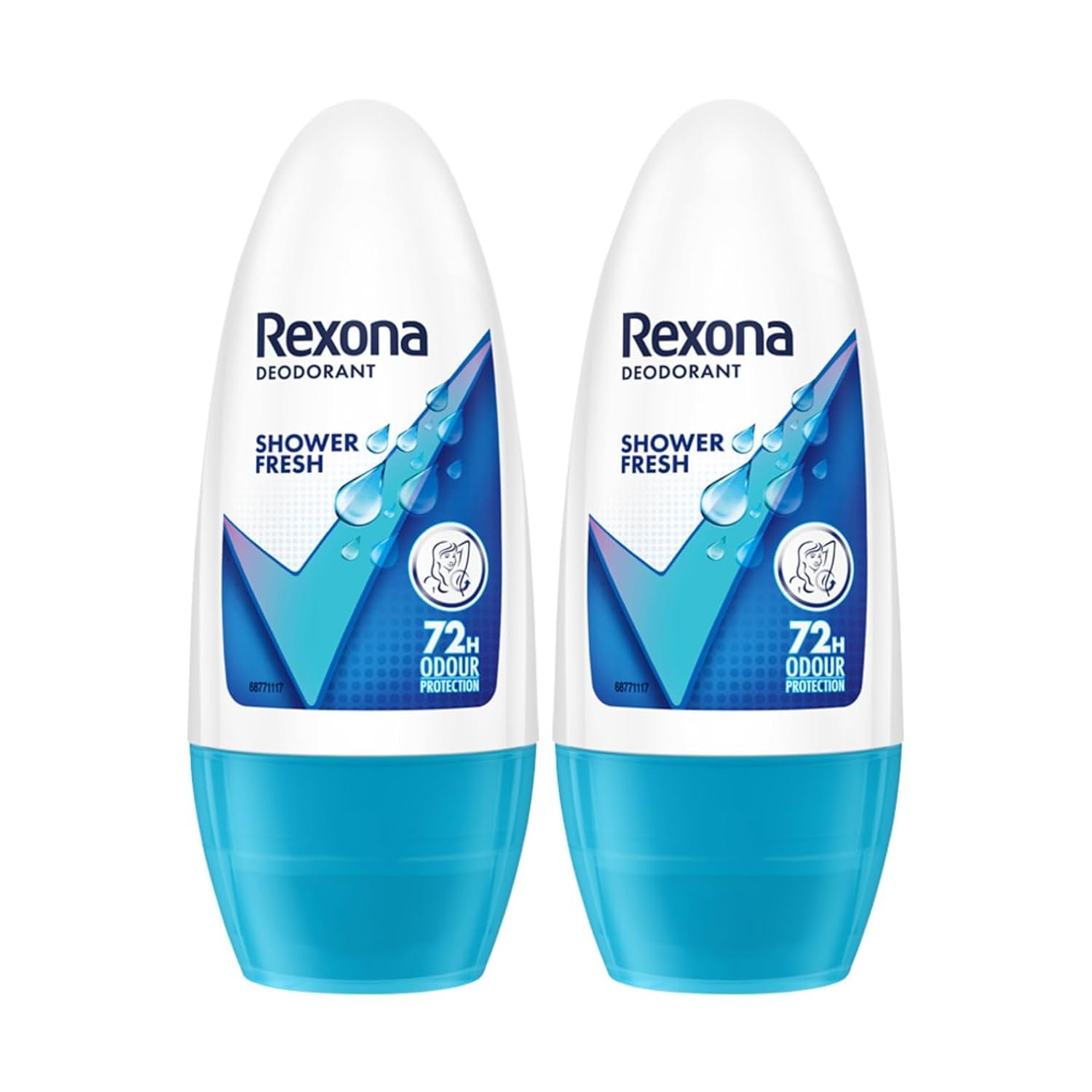 Rexona for Female Shower Fresh Underarm Roll On Deodorant + Antiperspirant With Glycerine, Removes Odour, Even Skin Tone,Keeps Skin Fresh & Clean, Alcohol Free, 50 Ml (Pack Of 2)