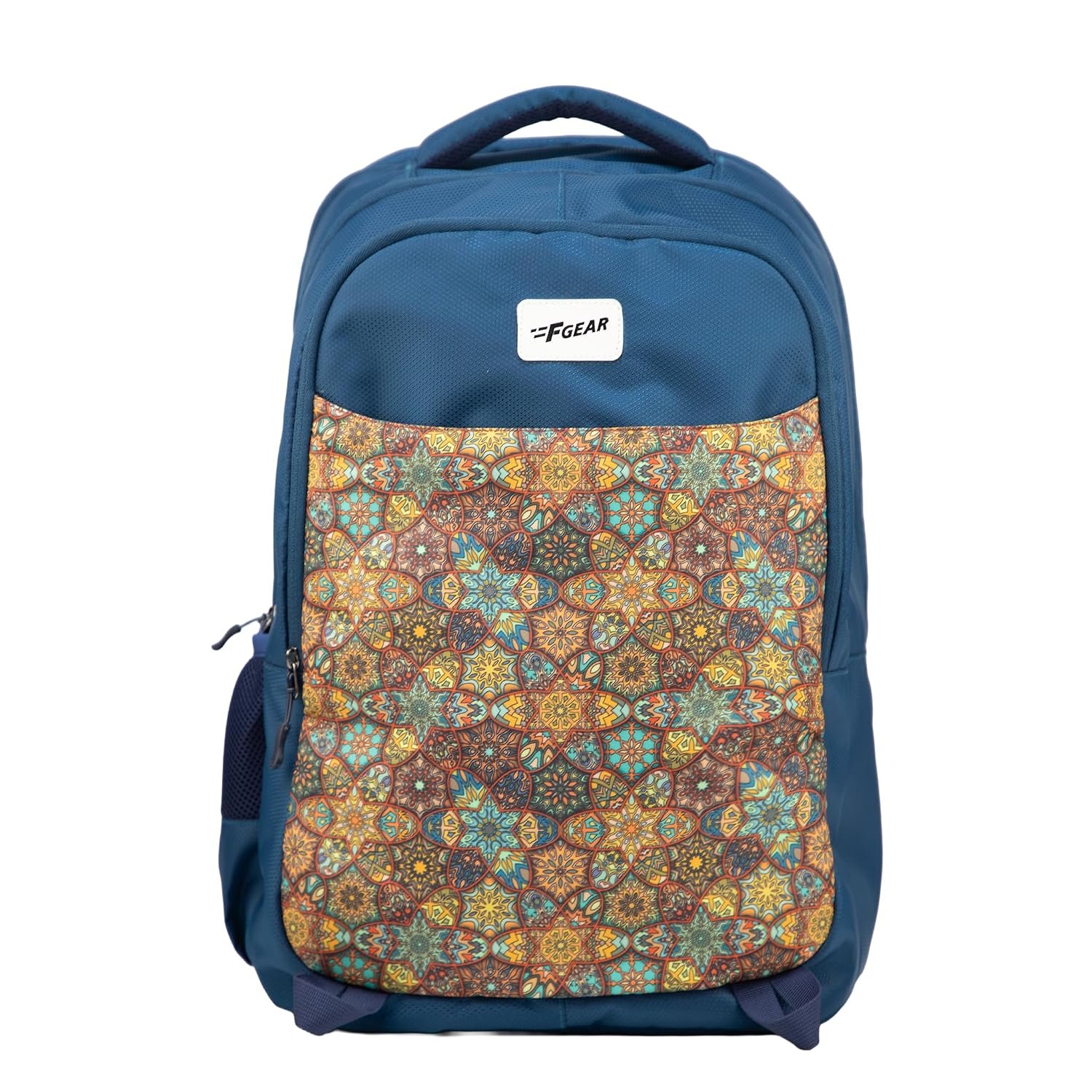 F Gear Ryto Metalle Blue 35L School Backpack with 3 Spacious Compartments, 1 Front Pocket & Side Bottle Holder, Airflow Padded Back, Lightweight & Durable Bag for School, Tuition, Travel and W