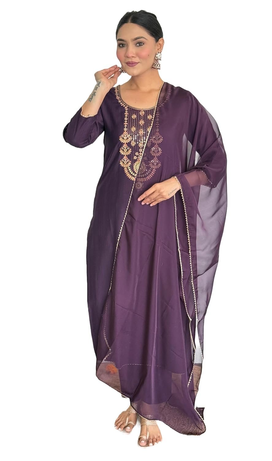 Alvami Women's Silk Solid Regular Kurta Set