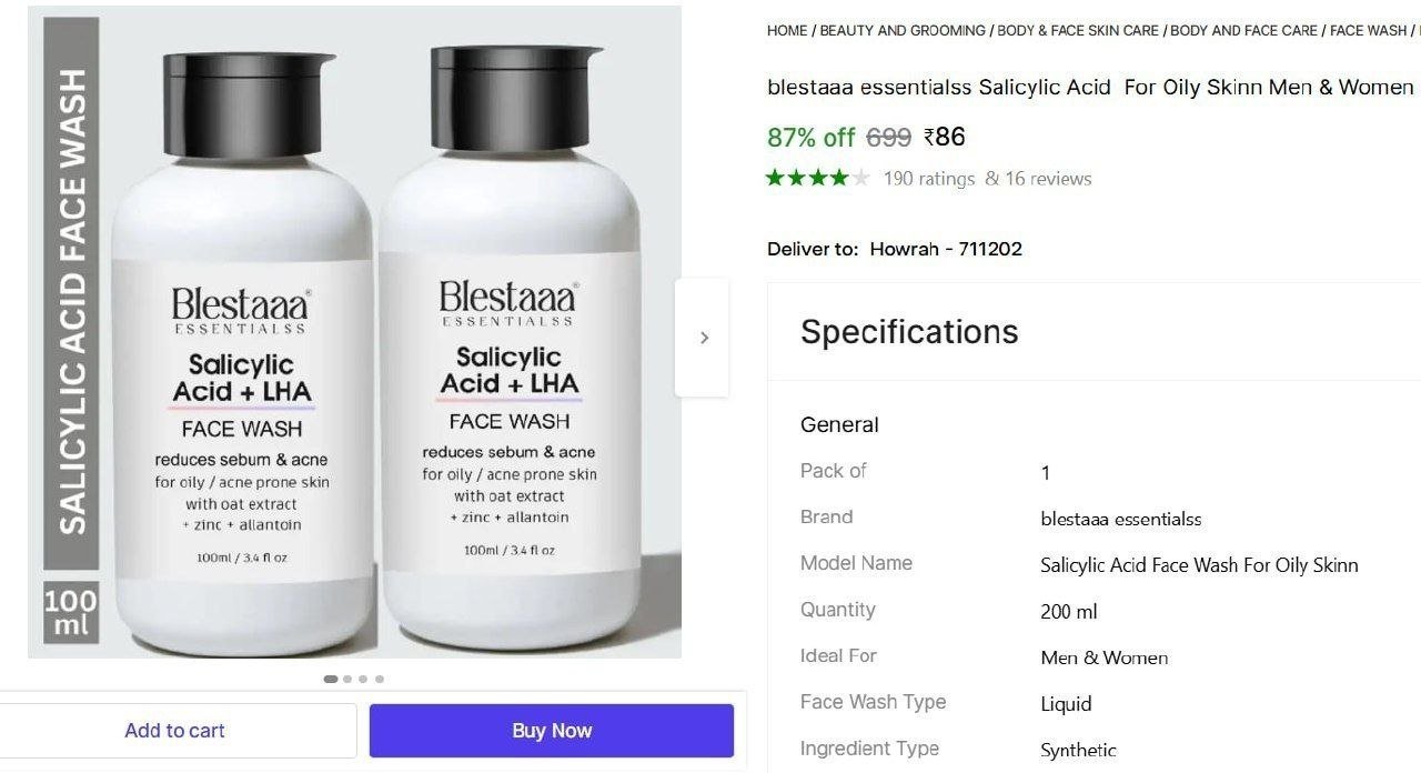 blestaaa essentialss salicylic acid oily skinn men women all skin types face wash