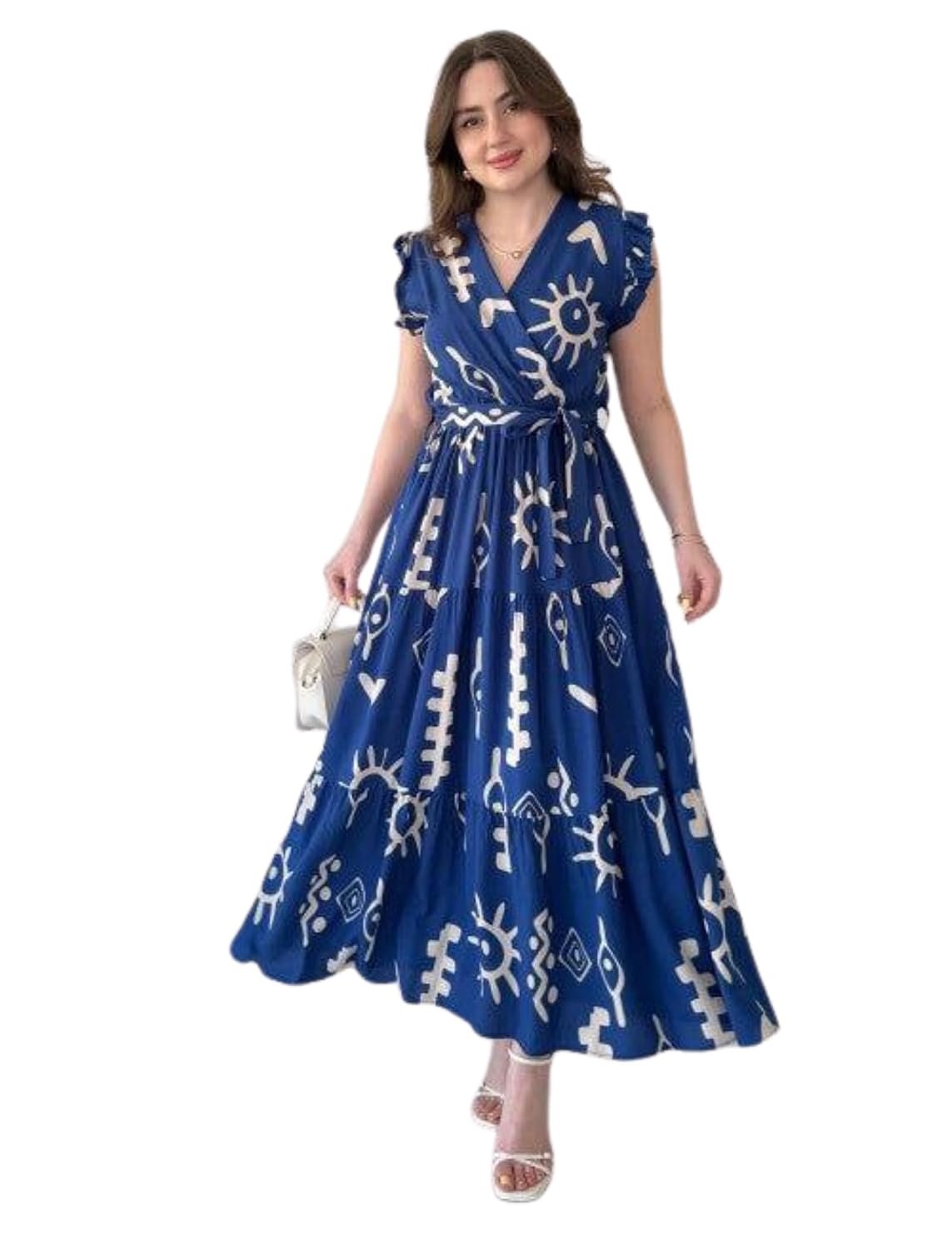 Modestouze Attires Dress for Women Western Maxi Style, Indo Western Dresses, One Piece Long Gown, A Line Flared Pattern, Ethnic Look Outfit for Women