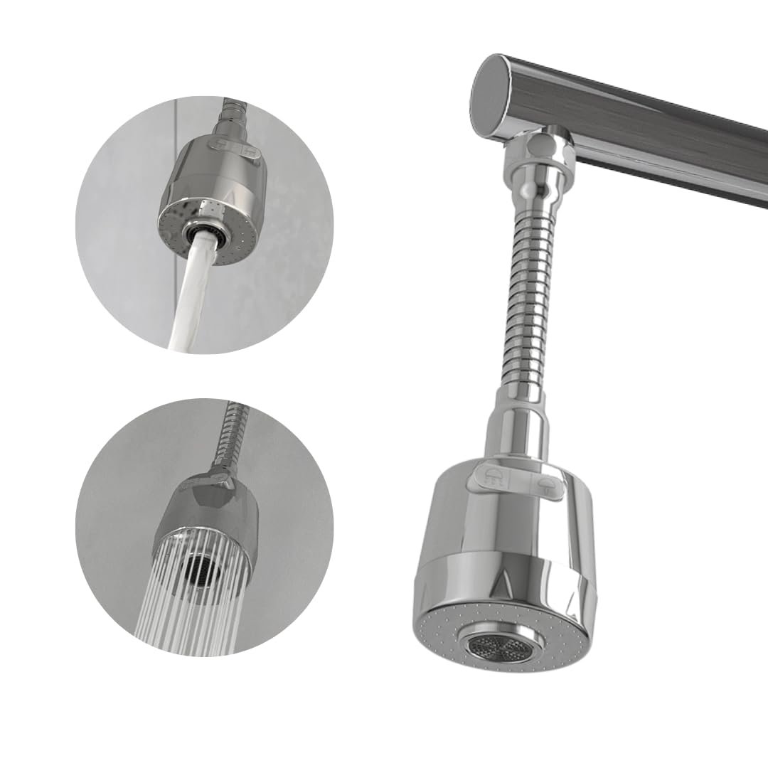 WaterScience Flexible Tap Extension for Kitchen Sink | 2 Flow Modes | Faucet Extender for Taps | Upto 50% Water Saving - Flexi Neck (Suitable for large sinks)