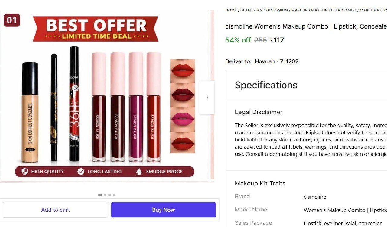 cismoline women s makeup combo lipstick concealer eyeliner kajal all in one kit