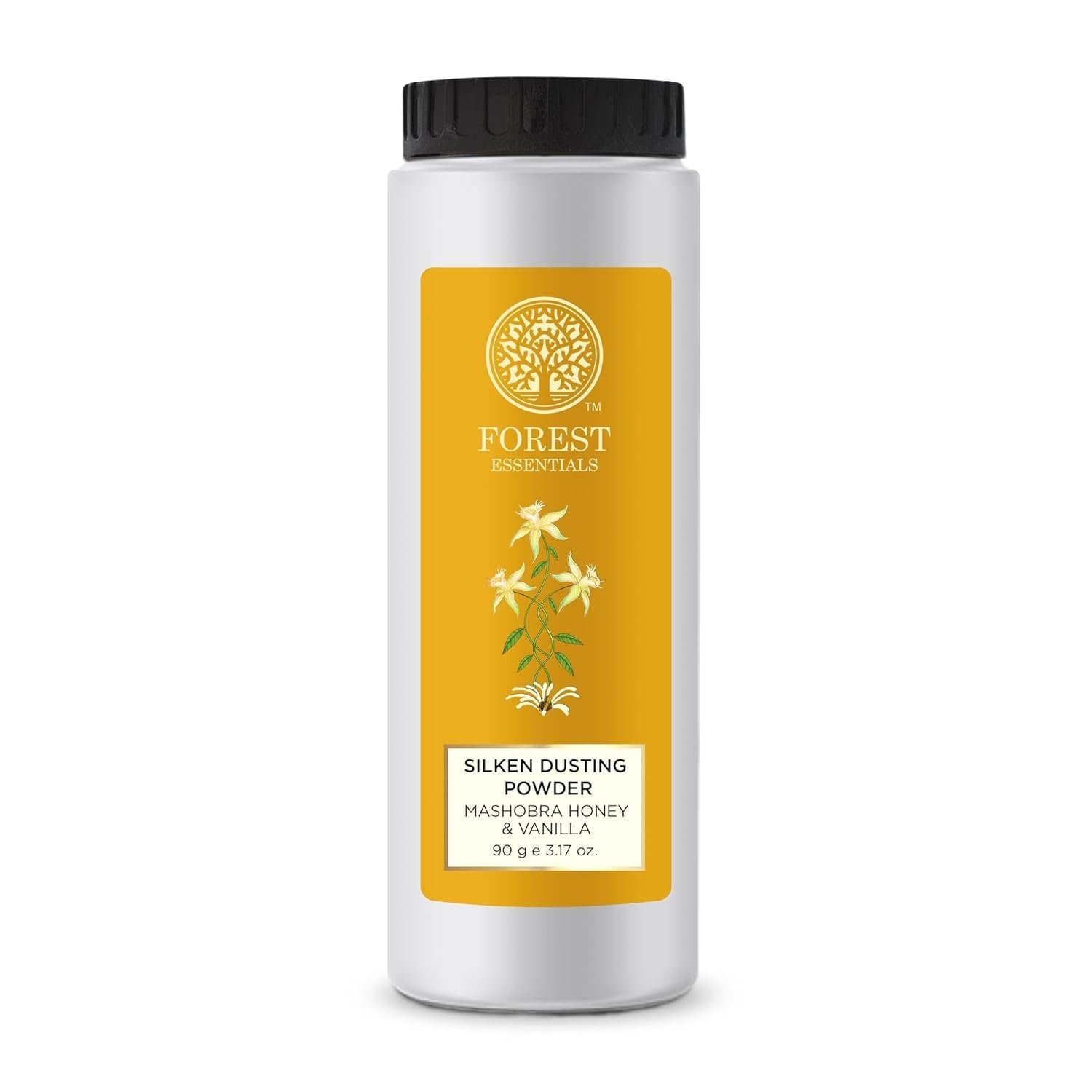 Forest Essentials Silken Dusting Powder Honey & Vanilla | Natural Body Powder with Honey & Vanilla | Corn Starch with Cocoa Butter | Leaves Skin Fresh, Soft & Fragrant