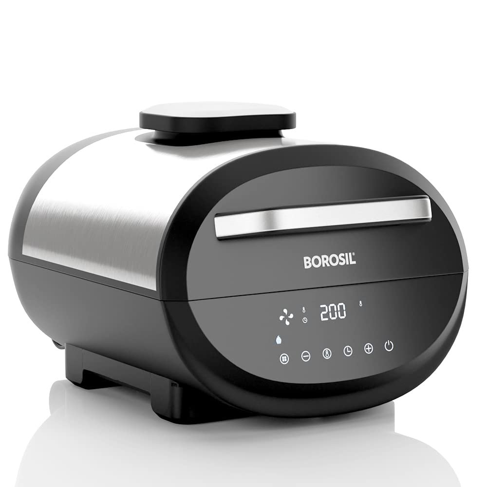Borosil Best 6.1 L Air Fryer | 4 in 1 Function with QuickFry Technology, Auto Off Function | Air Fryer for Bake, Grill, Roast, Reheat etc. | 90% Less Oil | 2 Year Warranty | Black