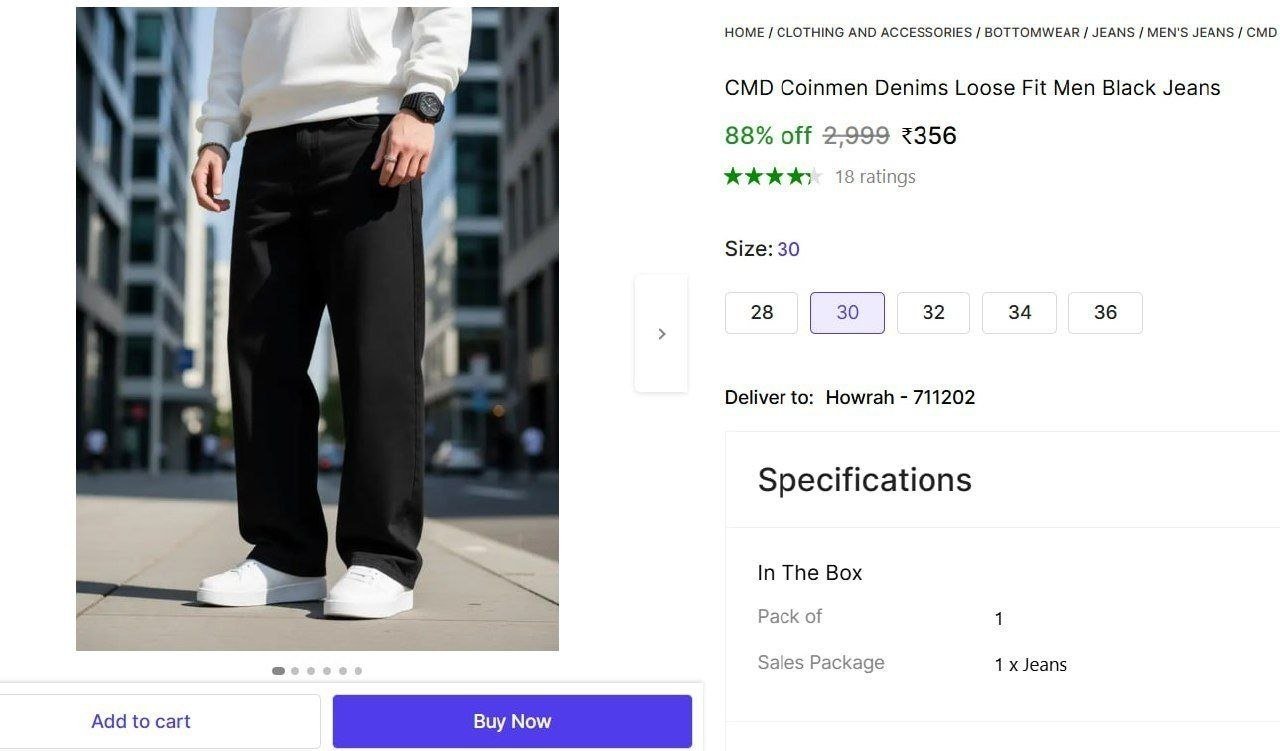 cmd coinmen denims loose fit men black jeans