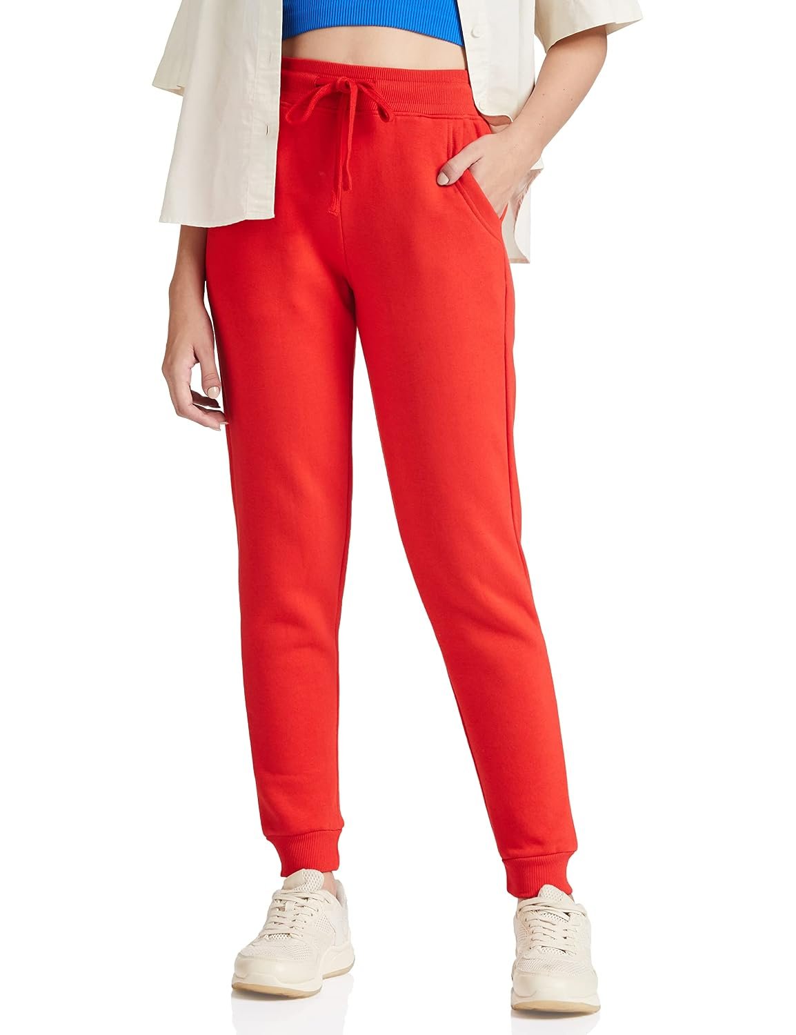 Amazon Brand - Symbol Women Jogger Track Pants | Ankle Length | Regular Fit | Fleece (Available in Plus Sizes)