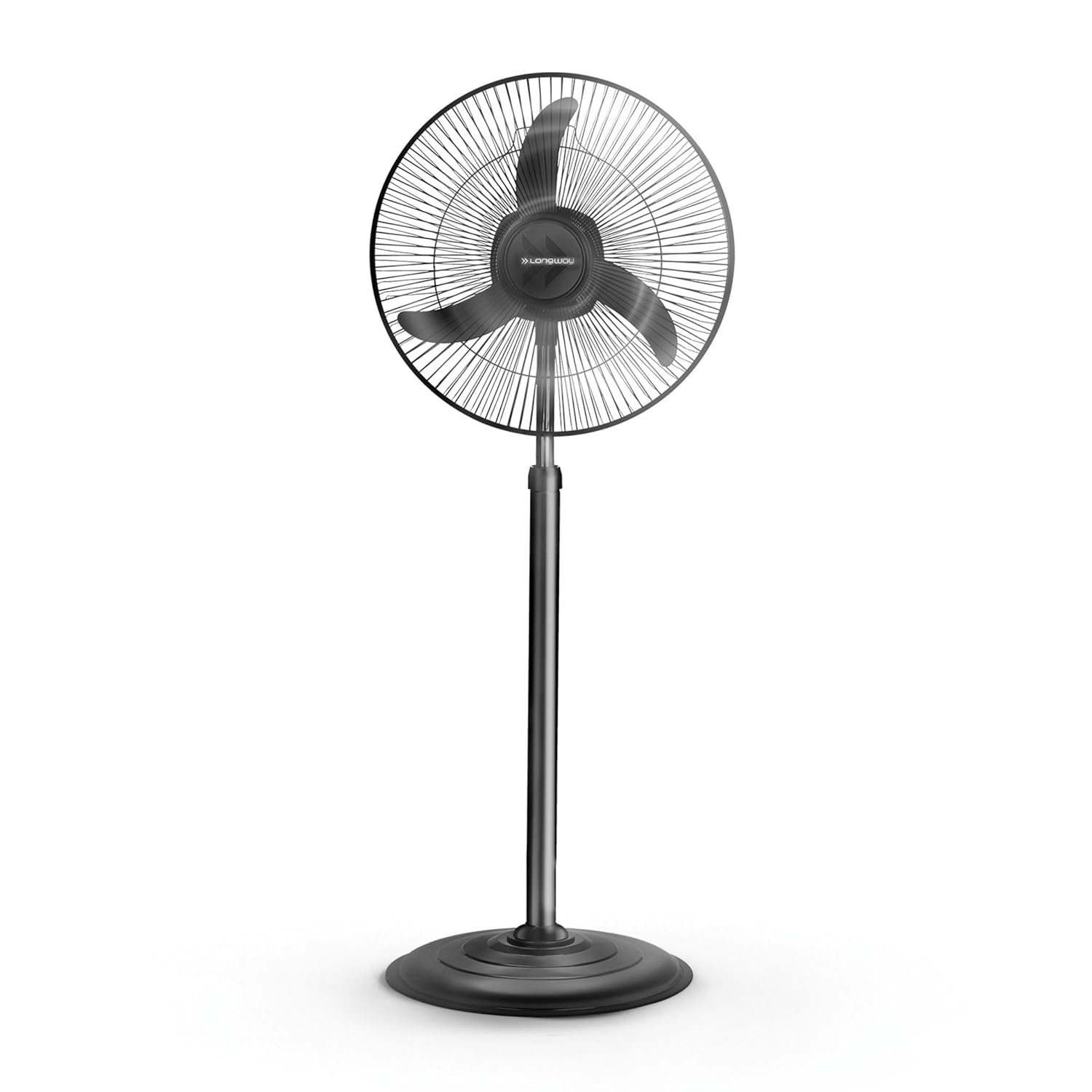 LONGWAY Bolt Black Pedestal Fan, P1 400 mm, Ultra High Speed, 3 Blade, Decorative Star Rated (Black, Pack of 1)