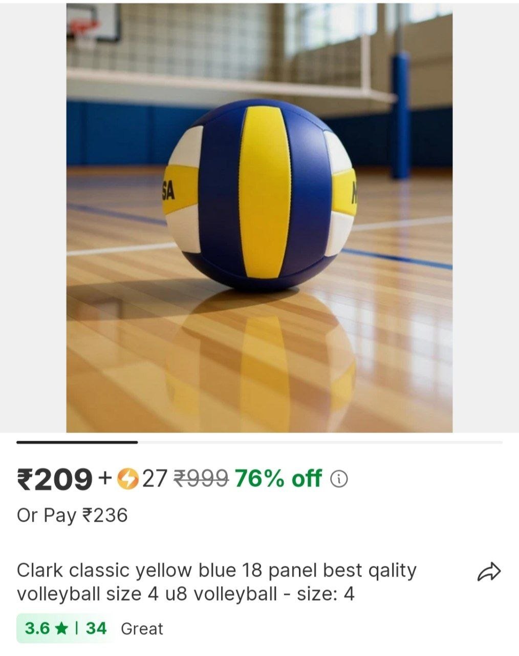 clark classic yellow blue 18 panel best qality volleyball size 4 u8 volleyball size 4