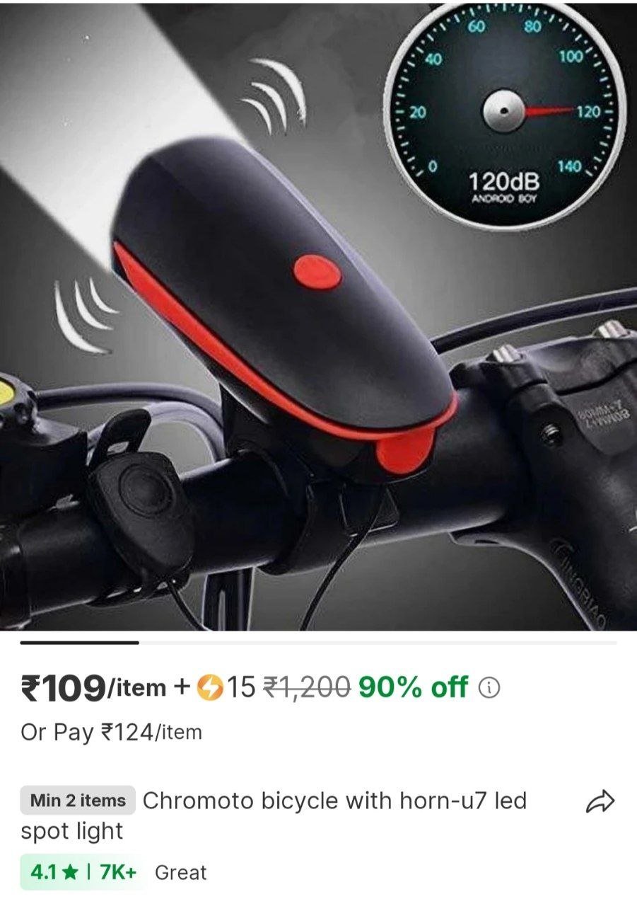 chromoto bicycle with horn u7 led spot light