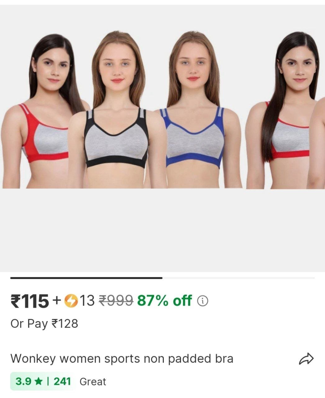 wonkey women sports non padded bra