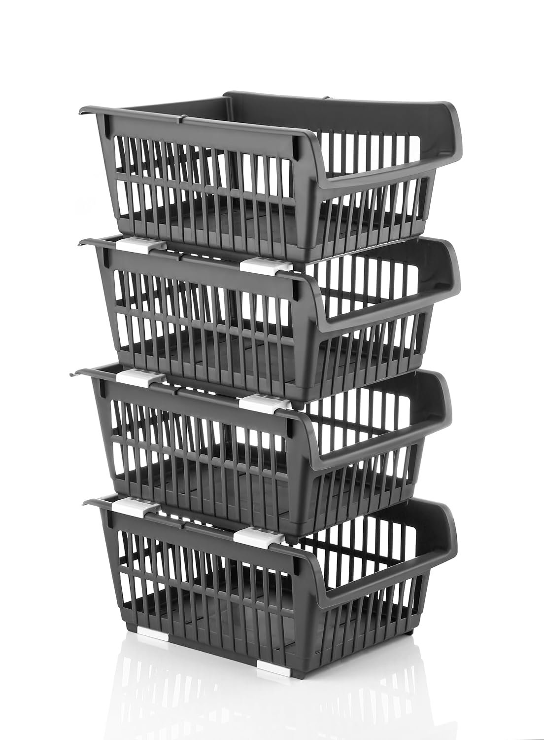 ARTO Stackable Plastic Organizer Rack | Multi-Layer Basket Shelf for Kitchen, Bathroom & Office | Ventilated Storage for Fruits, Vegetables & Supplies | Tool-Free Assembly | Durable PP | Multi