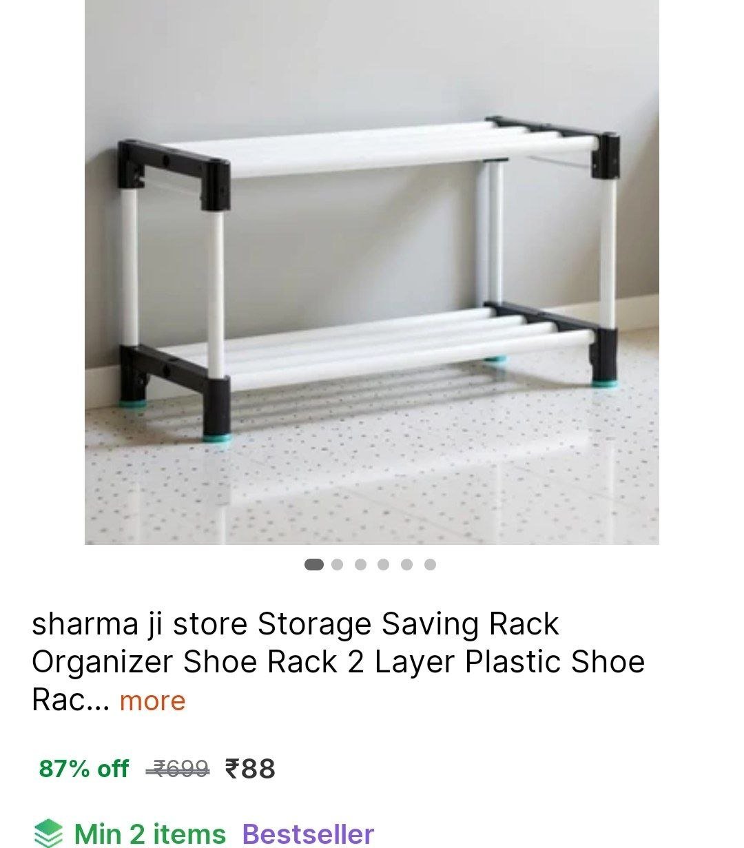 sharma ji store storage saving rack organizer shoe 2 layer plastic