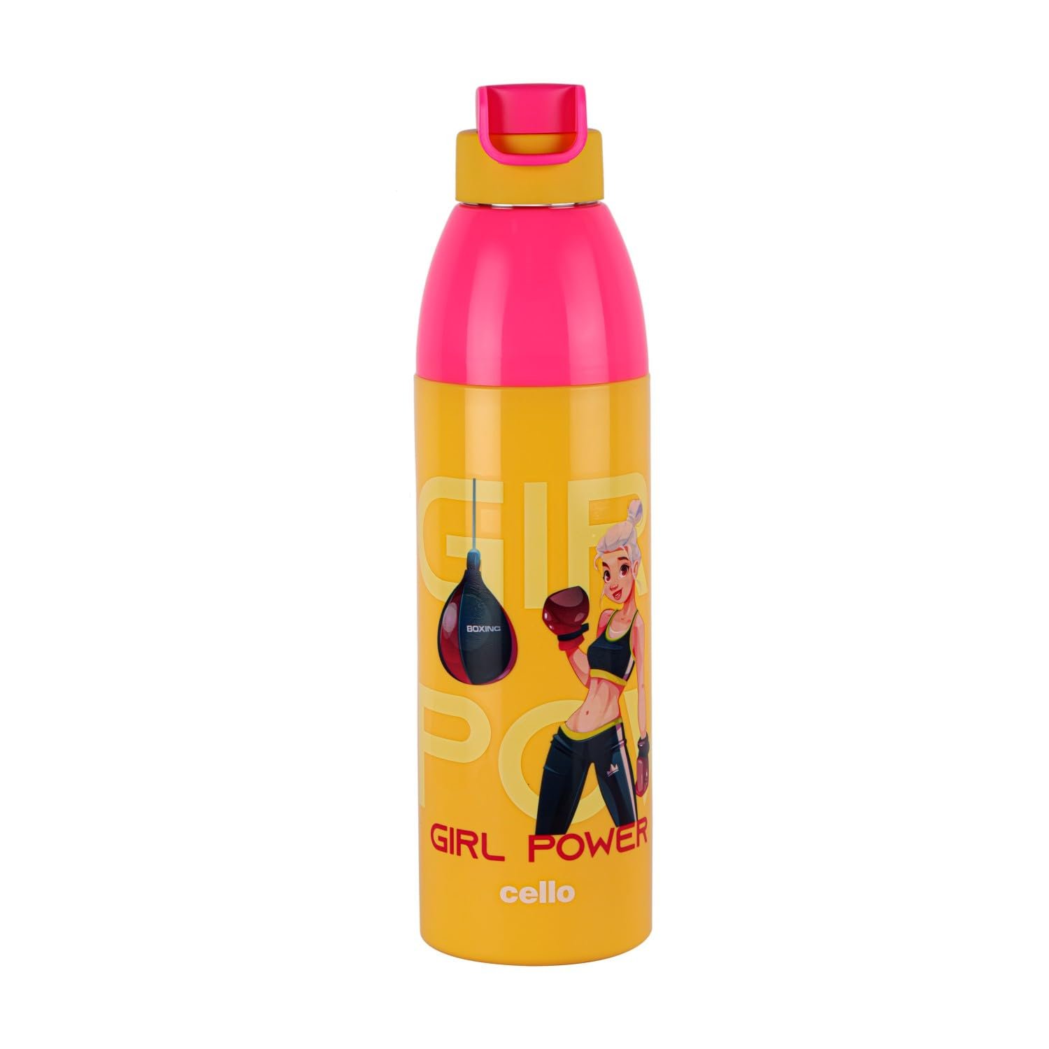 Cello Puro Steel-X Genx 600 | Inner Steel Bottle | PU Insulation | Cold Insulated Bottle | Best Usage for Office/School/College/Gym/Picnic/Home/Fridge | 540ml, Bright Yellow