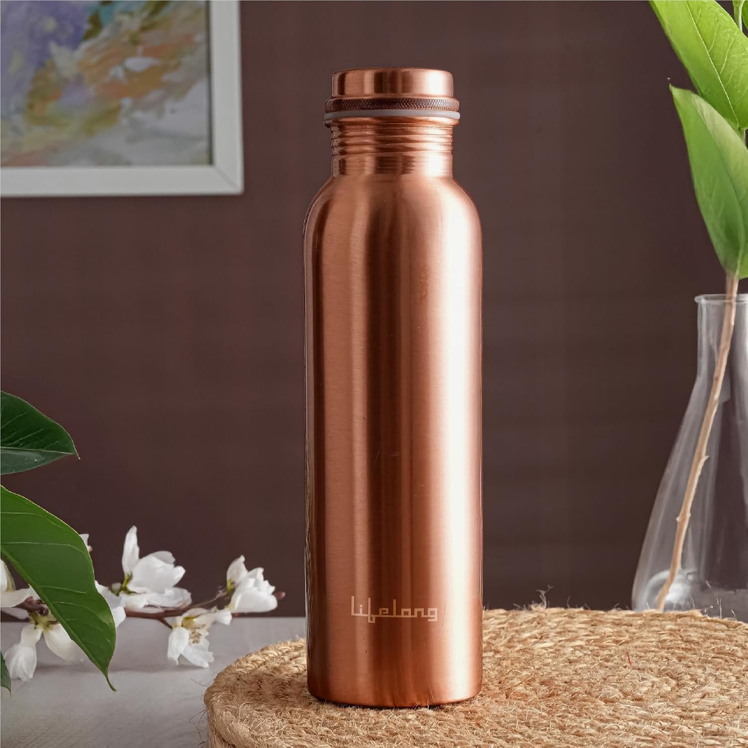 Lifelong 900 ml Copper Water Bottle | Natural Alkaline water | Leakproof & Lightweight Design Boosts Immunity | Anti-Bacterial, BPA Free, Easy to Clean with Secure Cap for School, Travel, Gym &