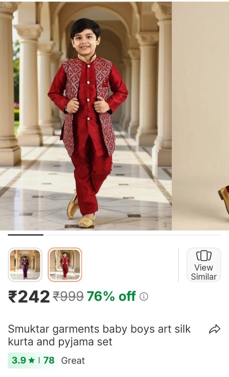 smuktar garments baby boys art silk kurta and pyjama set