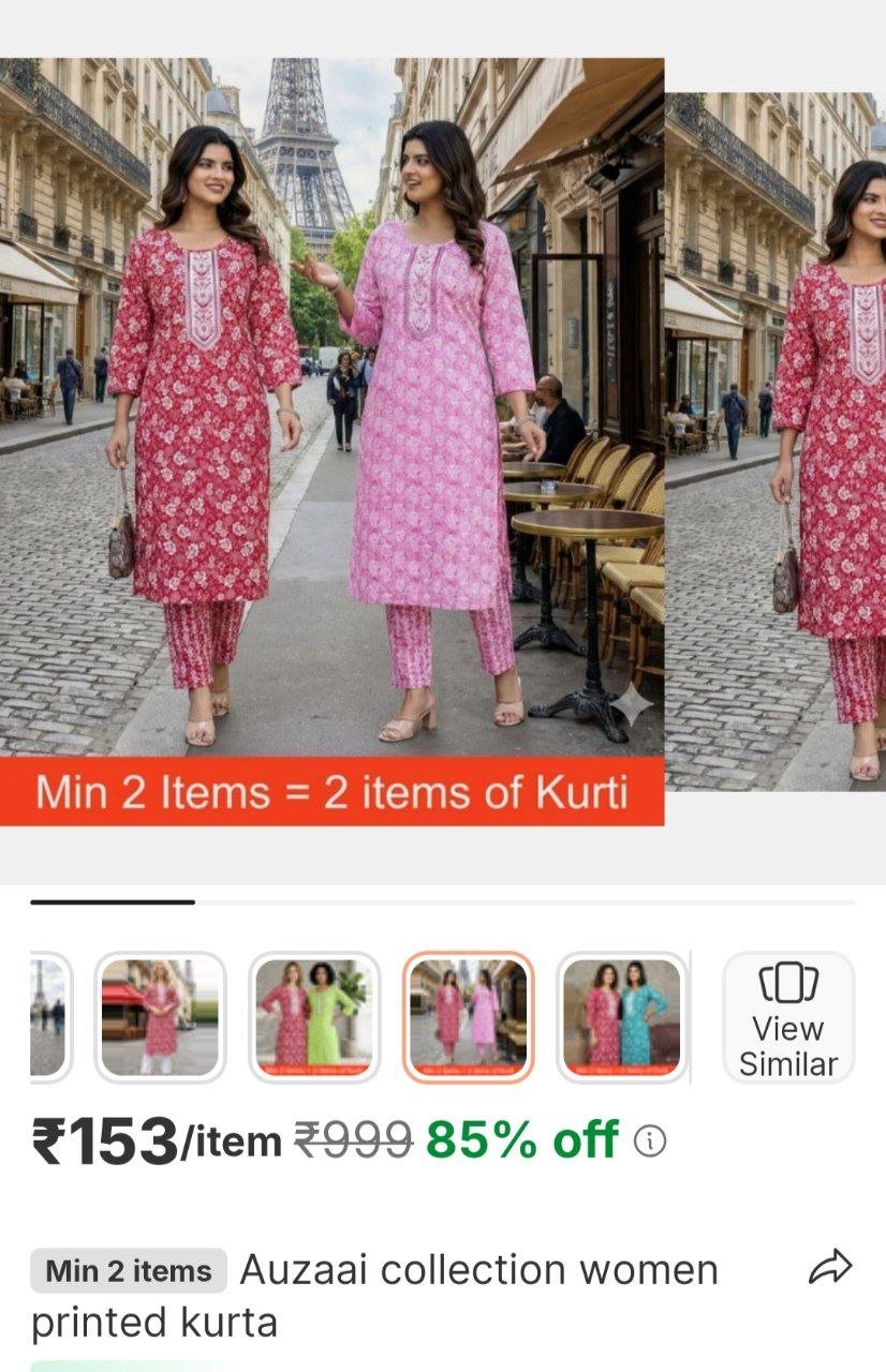 auzaai collection women printed kurta
