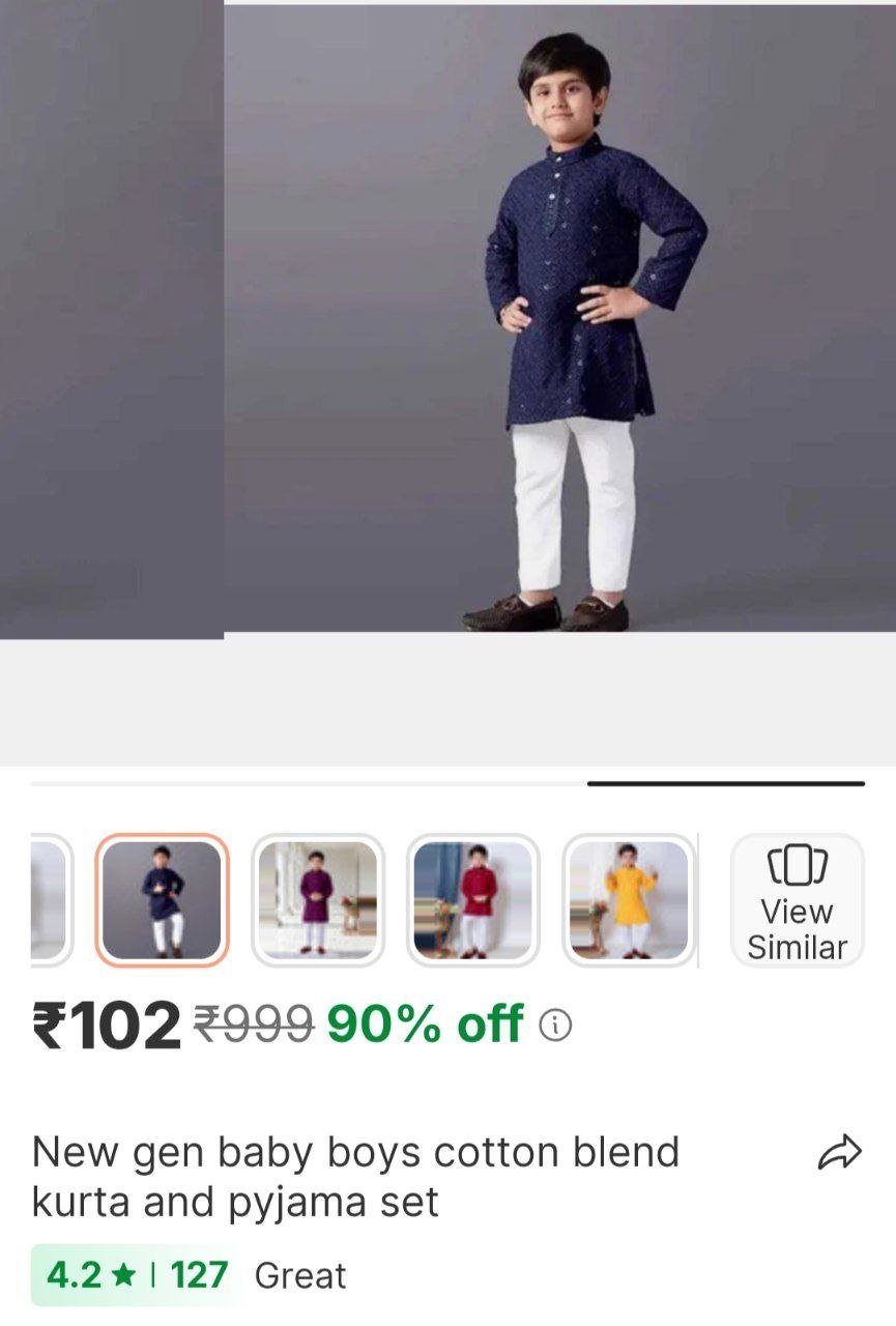 new gen baby boys cotton blend kurta and pyjama set