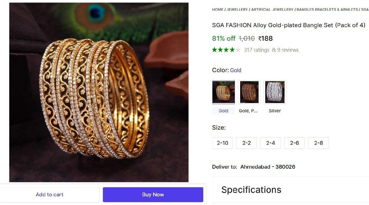 sga fashion alloy gold plated bangle set