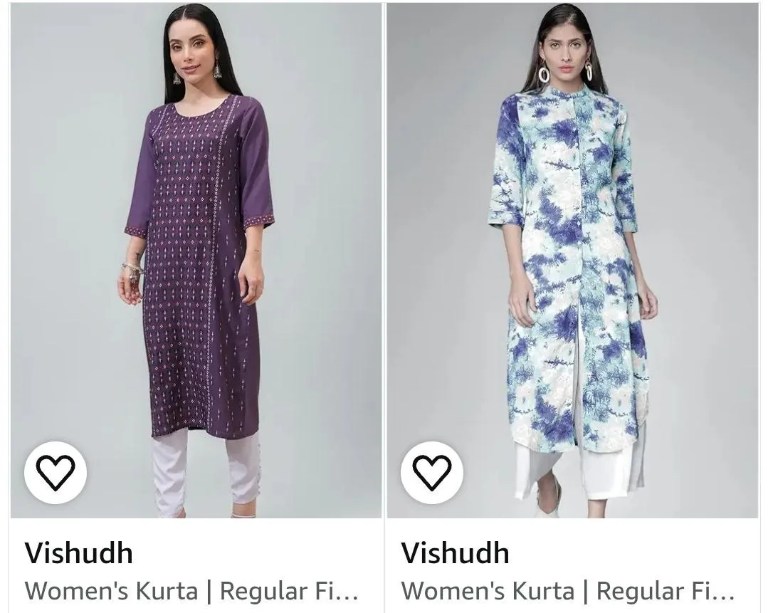 Amazon | Upto 84% Off - Vishudh Women Kurtas