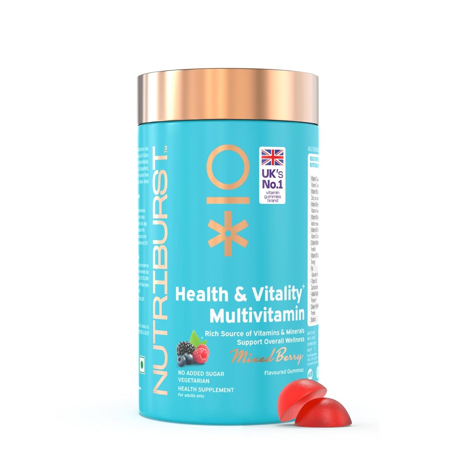Nutriburst Multivitamin Gummies for Men and Women | Boosts Immunity, Energy & Overall Wellness | Vitamins A, B, C, D, E & Biotin | No Added Sugar | Health & Vitality | Mixed Berry Flavor |