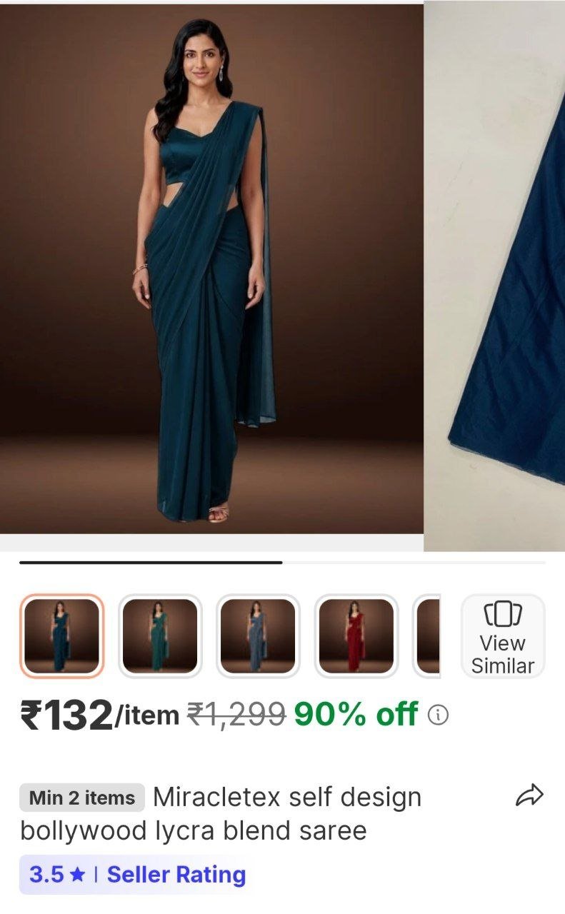miracletex self design bollywood lycra blend saree