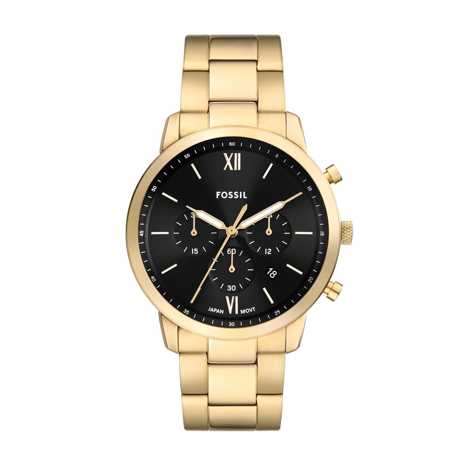 Fossil Men Neutra Gold Quartz Stainless Steel Black Dial Analog Watch FS6093