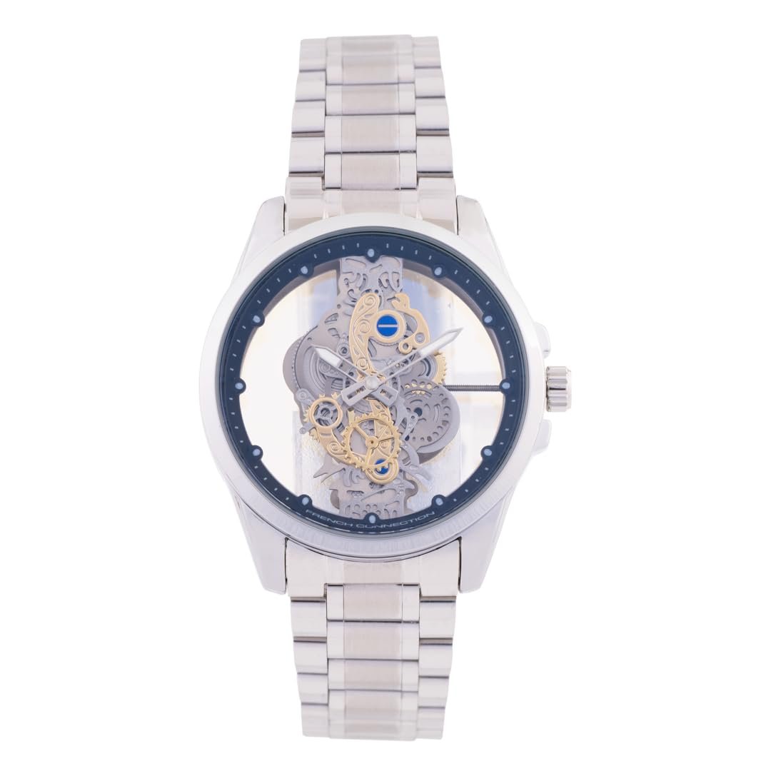 French Connection Cosmos | Skeleton Dial | Stainless Steel Strap | Quartz Watch for Men - FCK1SM
