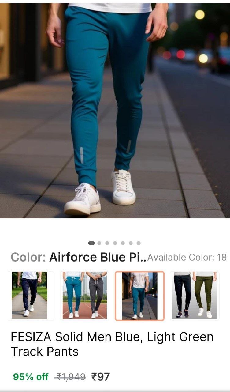 fesiza solid men blue light green track pants