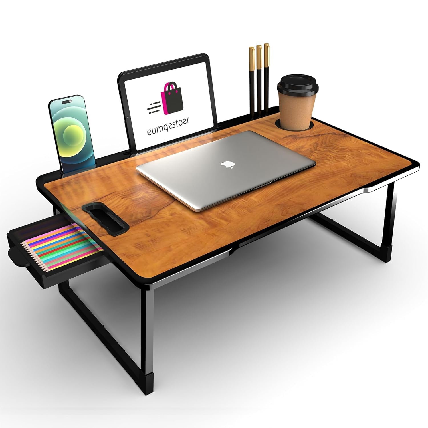 Study Table Bed Table Premium Laptop Table/Foldable and Portable Wooden/Writing Desk for Office/Home/School (Wood COTED)