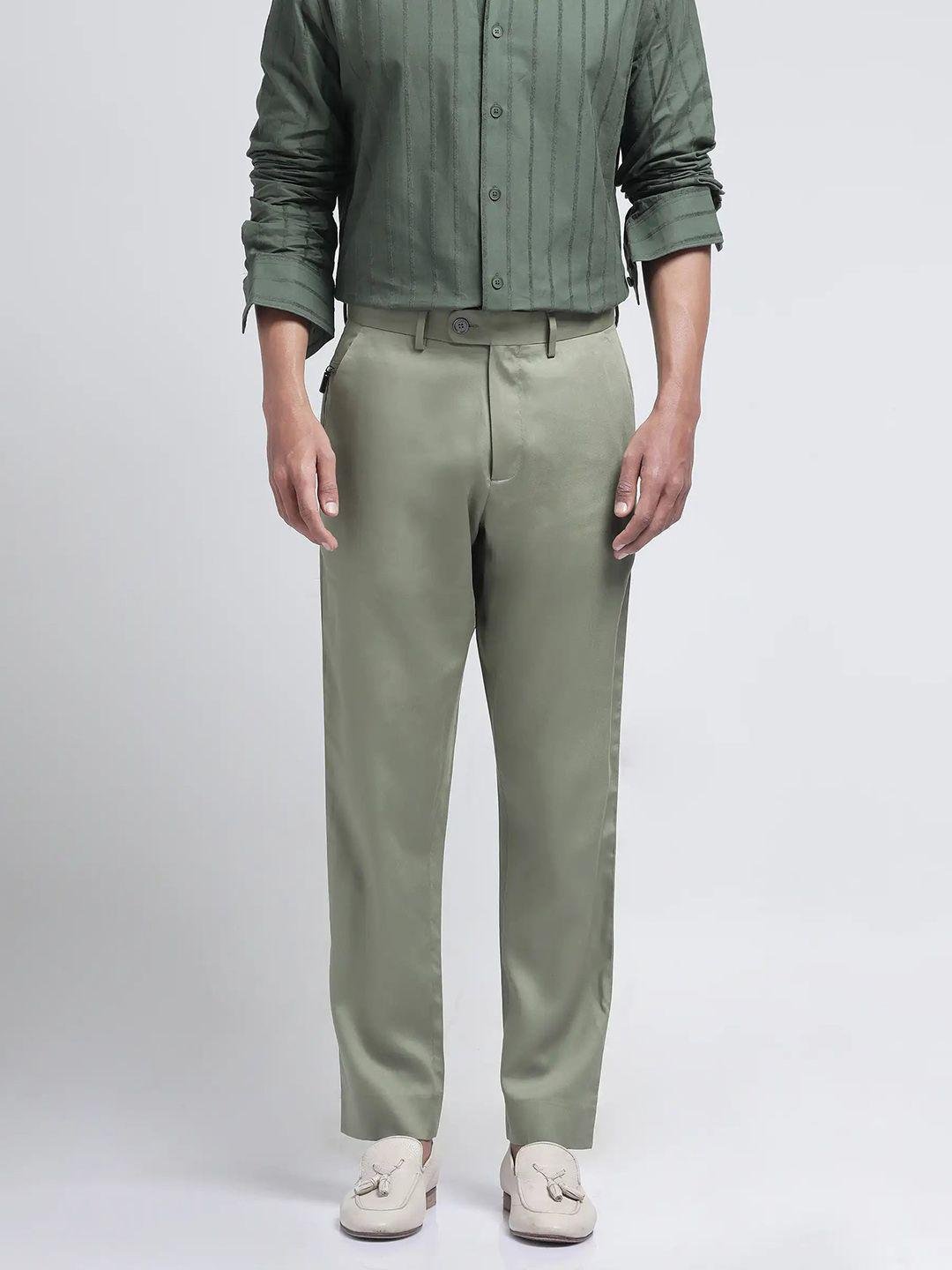 Buy RARE RABBIT Men Green Regular Fit Plain Trouser -  - Apparel for Men