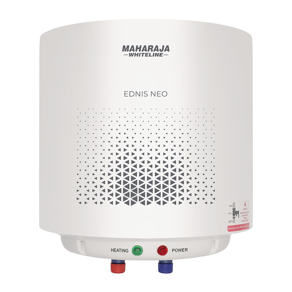 Maharaja Whiteline Energy Efficient Water Heater EDNIS NEO 10L | 4-Star Rated with Polymer-Coated Inner Tank, Smart Inlet Diffuser & Durable Metal Body | Long-Lasting Design with 5-Year Tank Warra
