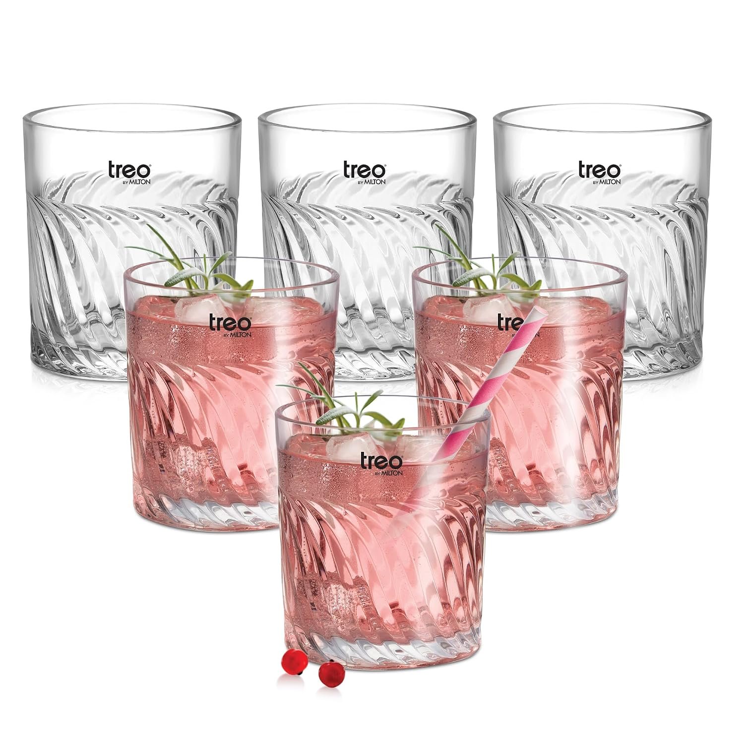 Treo by Milton Tide Juice Tumbler I Premium Glass Set of 6 for Water, Cold Drink I Perfect for Home, Restaurants and Parties. 230 ml