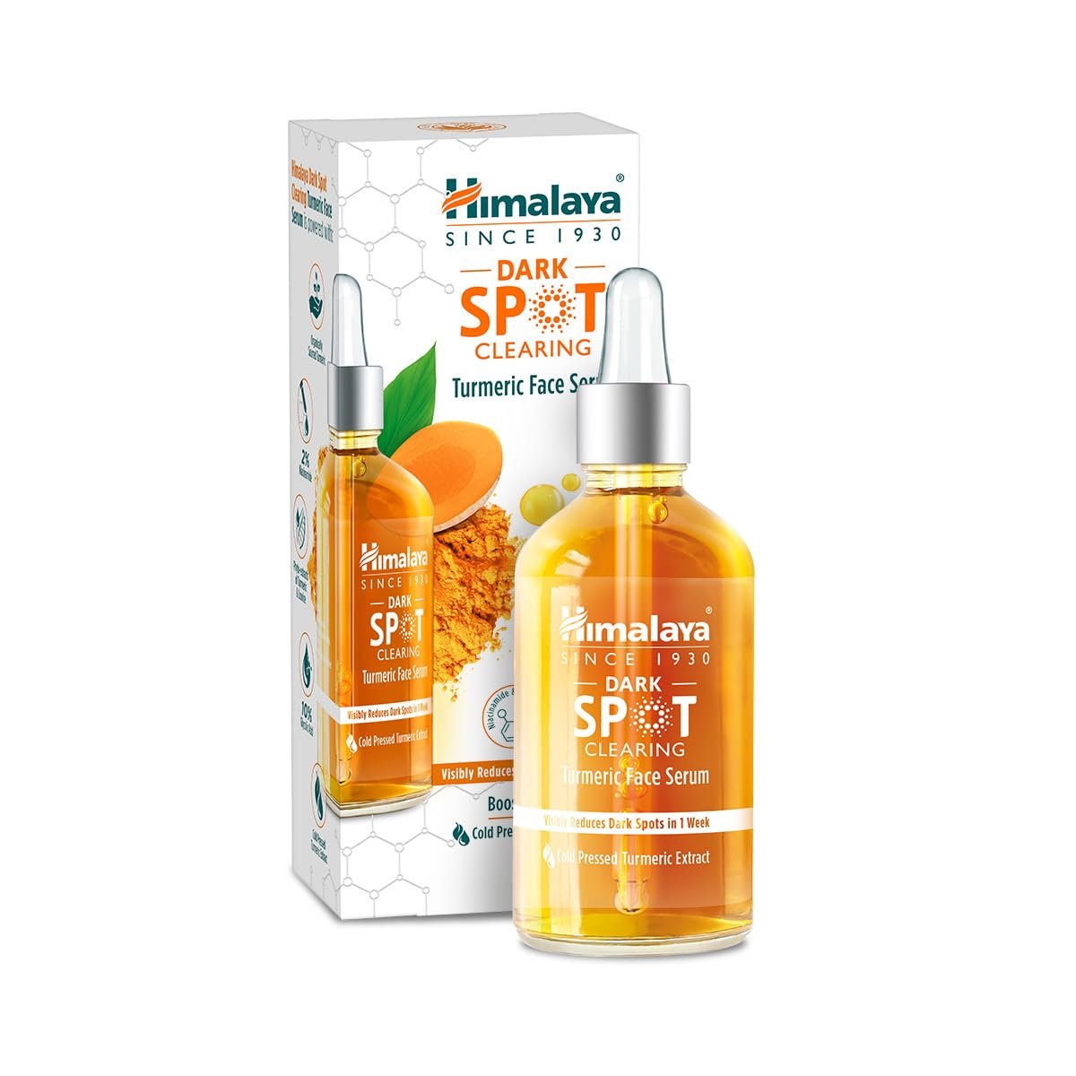 Himalaya Dark Spot Clearing Turmeric Face Serum, 30 mL | with 10% Glycolic Acid, 2% Niacinamide & Organically sourced Turmeric | Visibly Reduces Dark Spots from Day 7 | Clinically Tested | Non Sta
