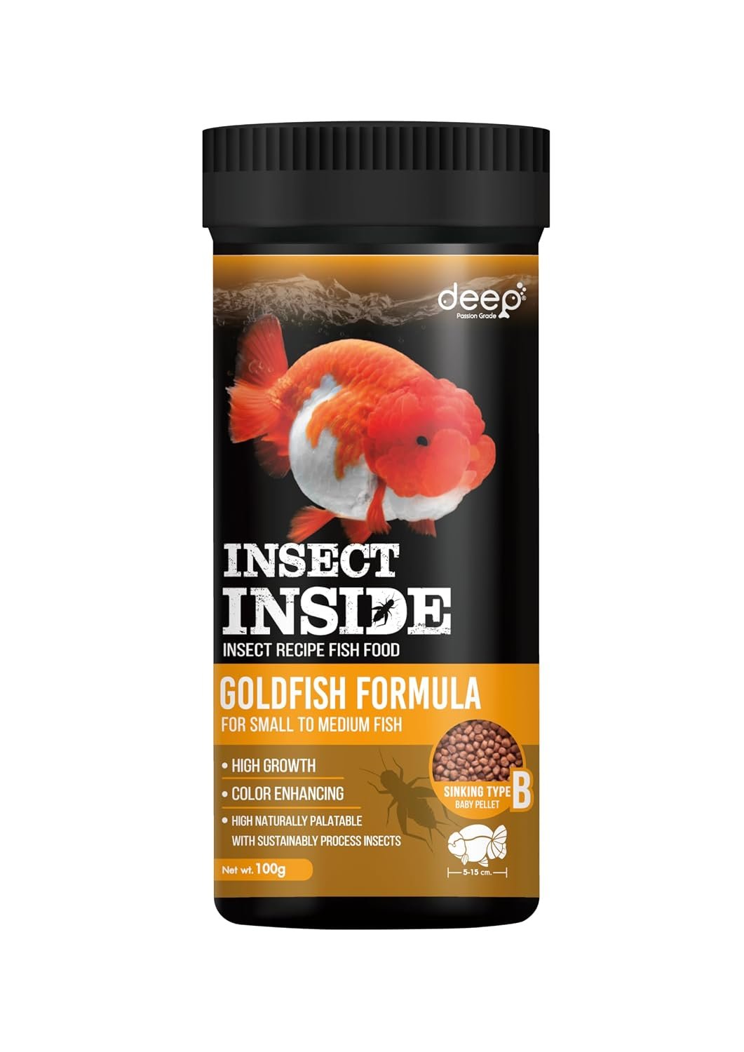 Deep Goldfish Food | 100 g, Micro Sinking Pellets | High Growth & Colour Enhancing | Insect (Cricket) Protein Formula