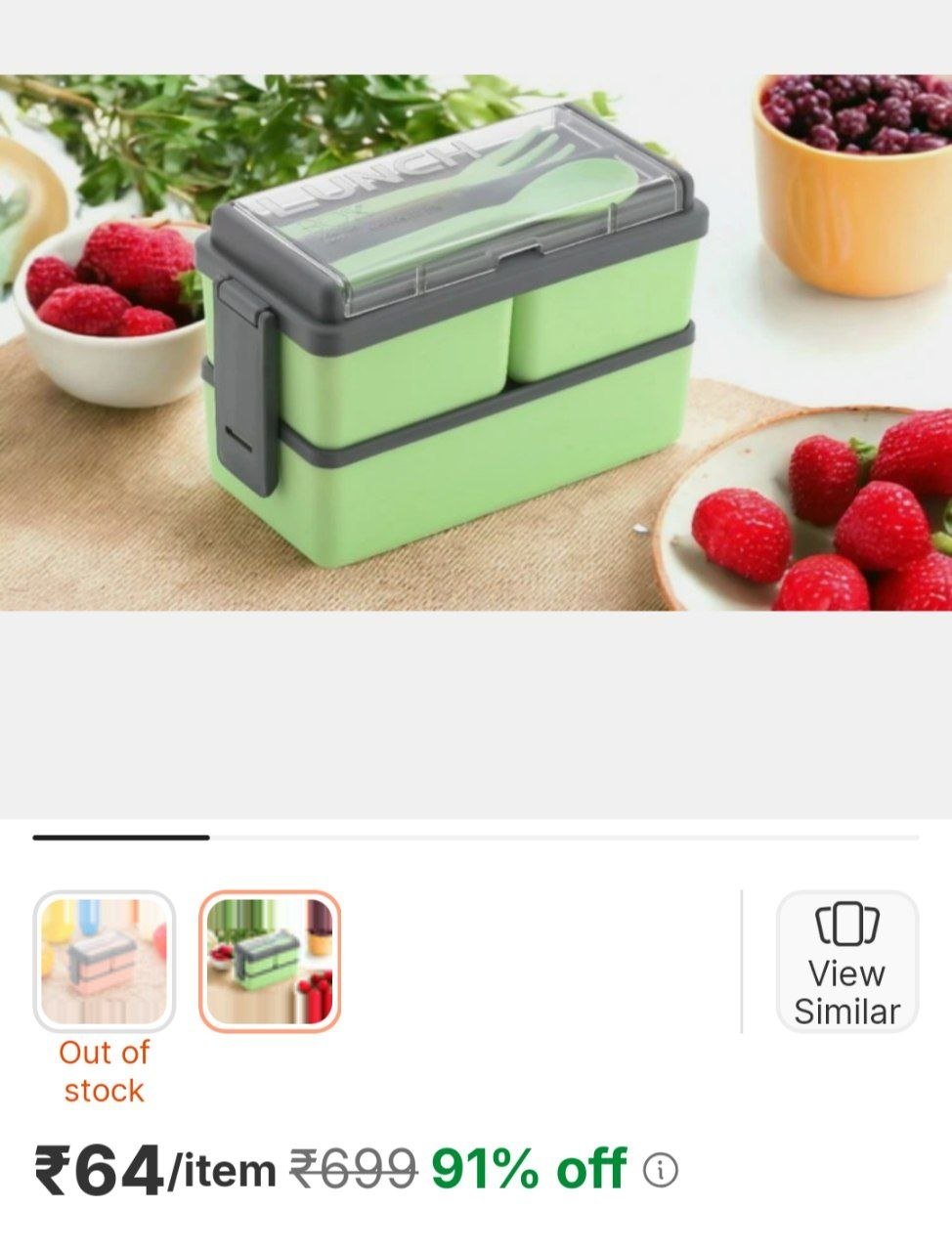 omortex rectangular classy 3 section lunch box with 1 spoon 1 fork 3 containers lunch box
