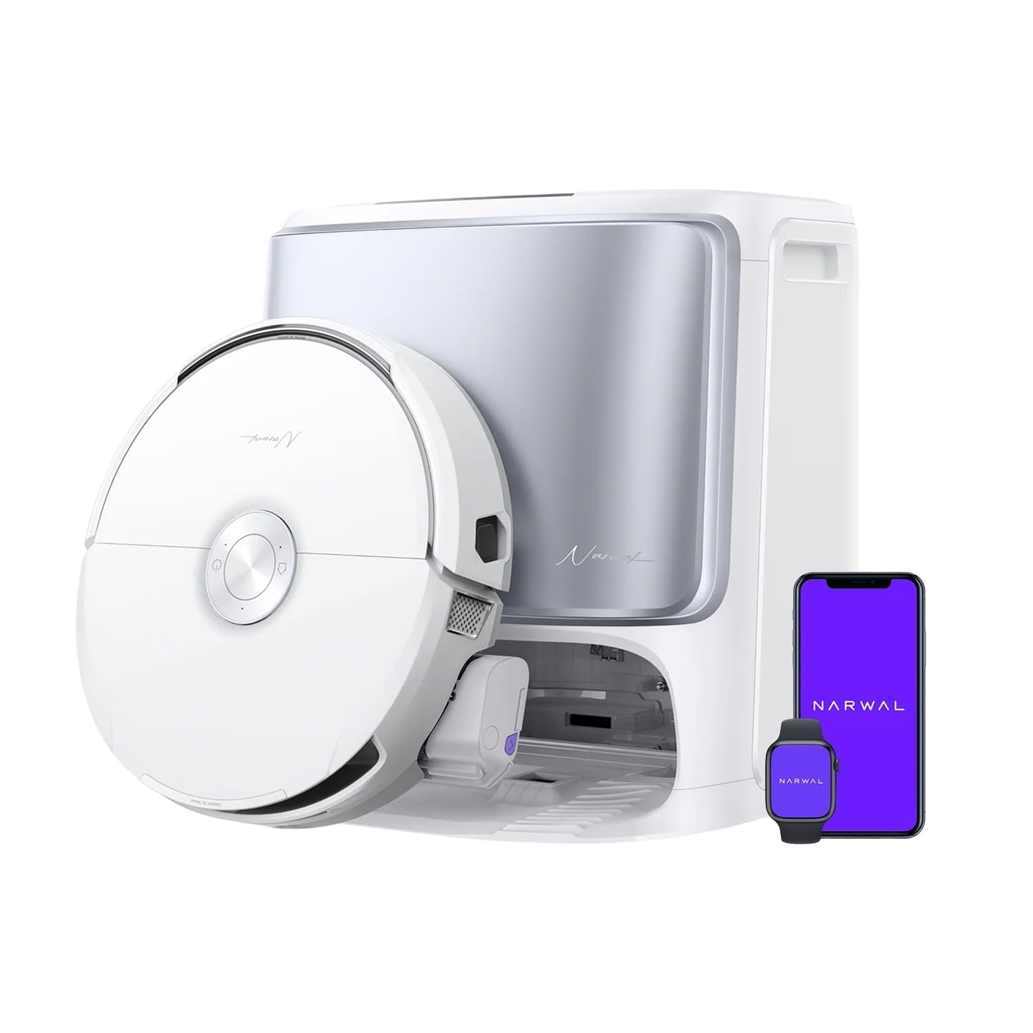 NARWAL Flow Robot Vacuum Cleaner with Mopping, 22,000Pa Suction, Self-Cleaning Mop with Hot Water, Edge-to-Edge Cleaning, Auto Dust Emptying, Voice Control, Multifunctional Dock, Pet & Carpet Frie