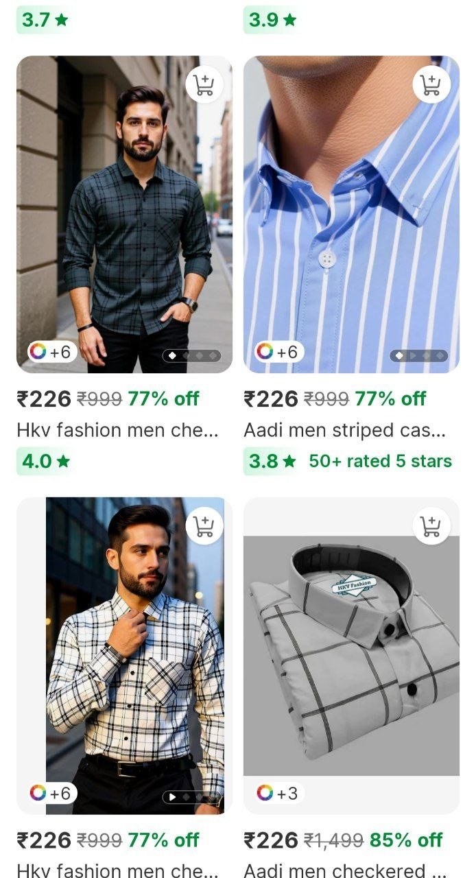 hkv fashion men checkered casual grey shirt