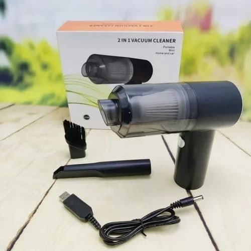 Portable Handheld Vacuum Cleaner, USB Rechargeable, 2-in-1 Design, Black