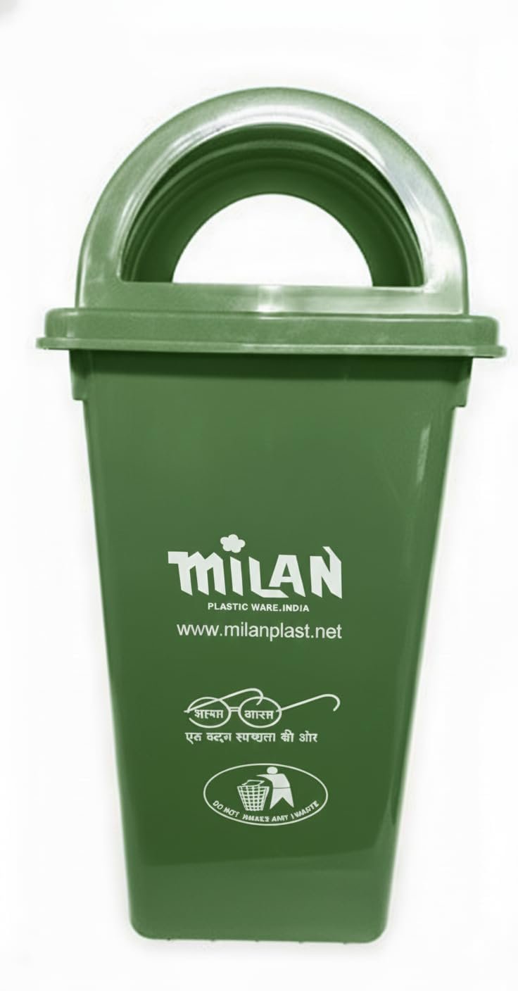 Milan Plastic Garbage Dustbin With Dome Lid 80 Litre Black