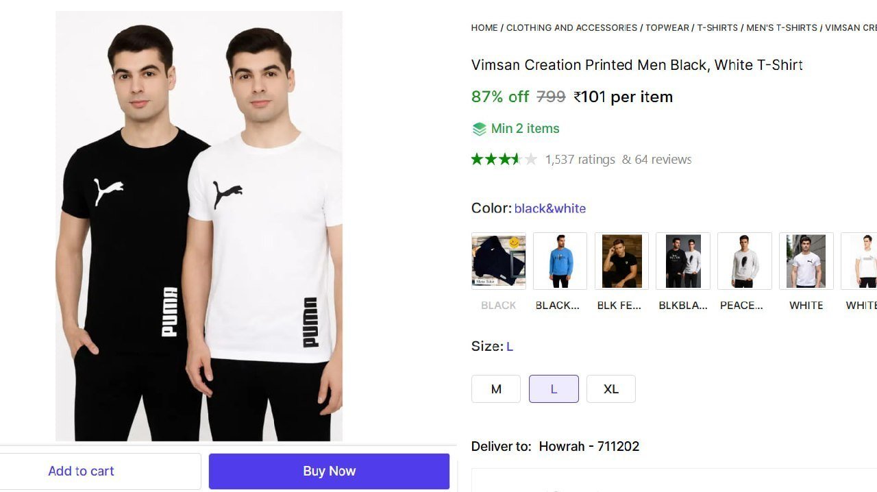 vimsan creation printed men black white t shirt